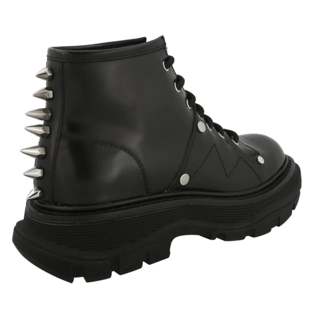 Alexander McQueen Tread Slick Leather Lace Up Spike  Combat Boots - Picture 9 of 9